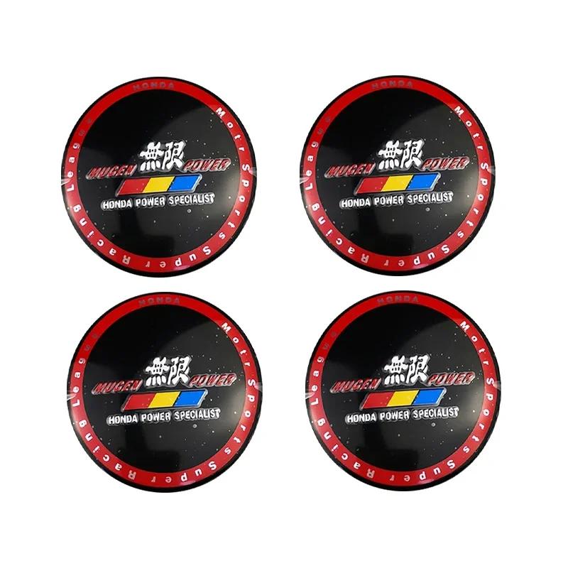 4PCS 56mm Car Badge Hub Cap Sticker Wheel Center Cover Decal Decoration For Honda Mugen TypeR Civic Accord Fit Jazz FIT HRV XRV