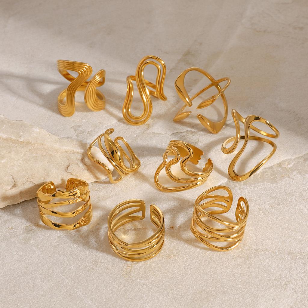 Uworld Fashion Geometric Open Ring Stacked Irregular Ring Women's Accessories Party Festival Accessories