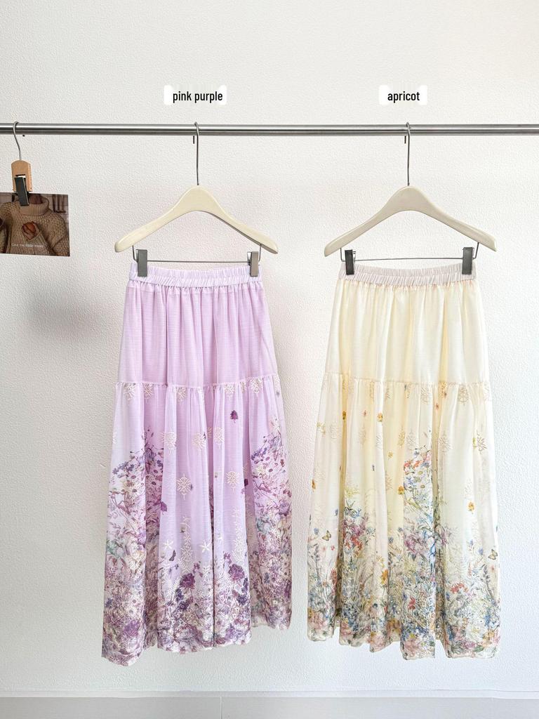 Damen 2026 Frühling/Sommer A-Linie Floral Lochstickerei Langer Rock
