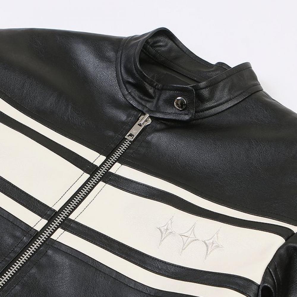 LAP Color Block Crop Rider Jacket Ar1lz260