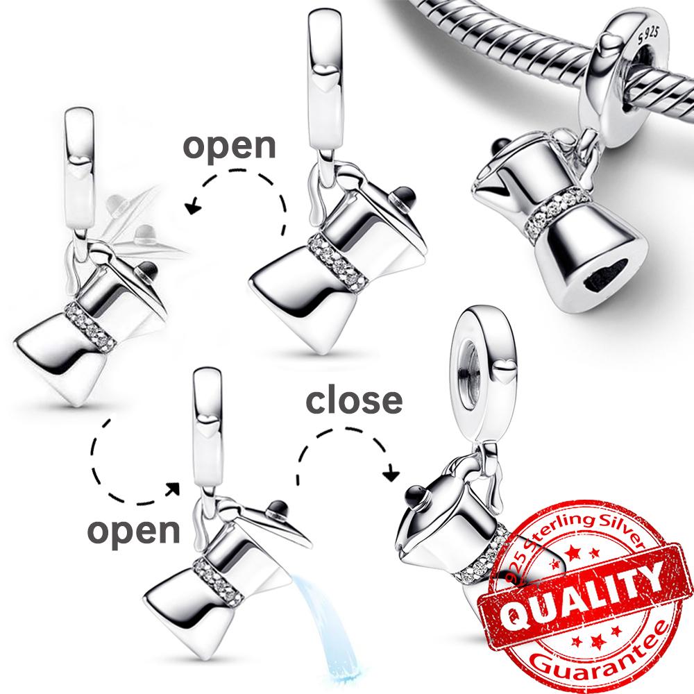 Radiant Copper Coffee Pot Beer Dangle Charm Fit Original Bracelet Copper Red Wine Glass Charm For Jewelry Making