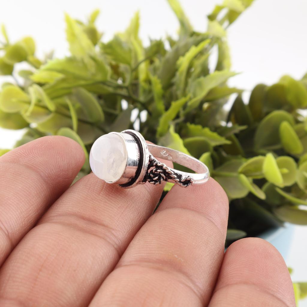 Rainbow Moonstone Ring Gemstone Jewelry, 925 Solid Sterling Silver Ring, Handmade Beautiful Jewelry Gift For Her