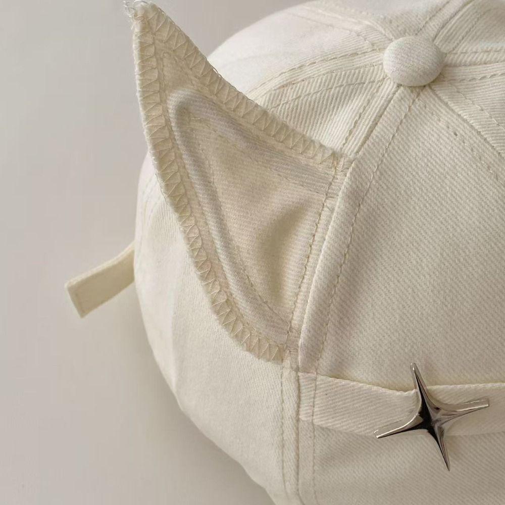 Cotton Baseball Caps Fox Ear Peaked Cap Unisex Sunscreen Hat  Spring Autumn
