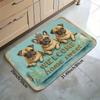 1pc Farmhouse Style Doormat with Pug Dog Wearing Crown Pattern Print, 8mm Thick Polyester Mat, 122-930g Weight, Rectangular Non-