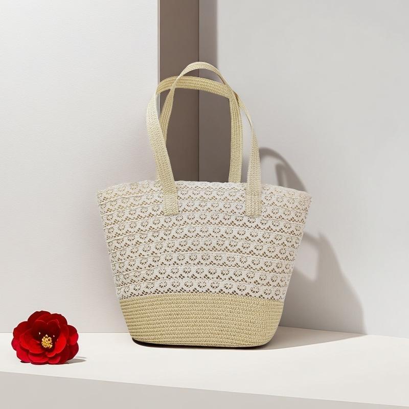Holiday Straw Bag Lace Woven Bag Large Capacity Tote Bag Women's Spring and Summer New Seaside Shoulder Bag