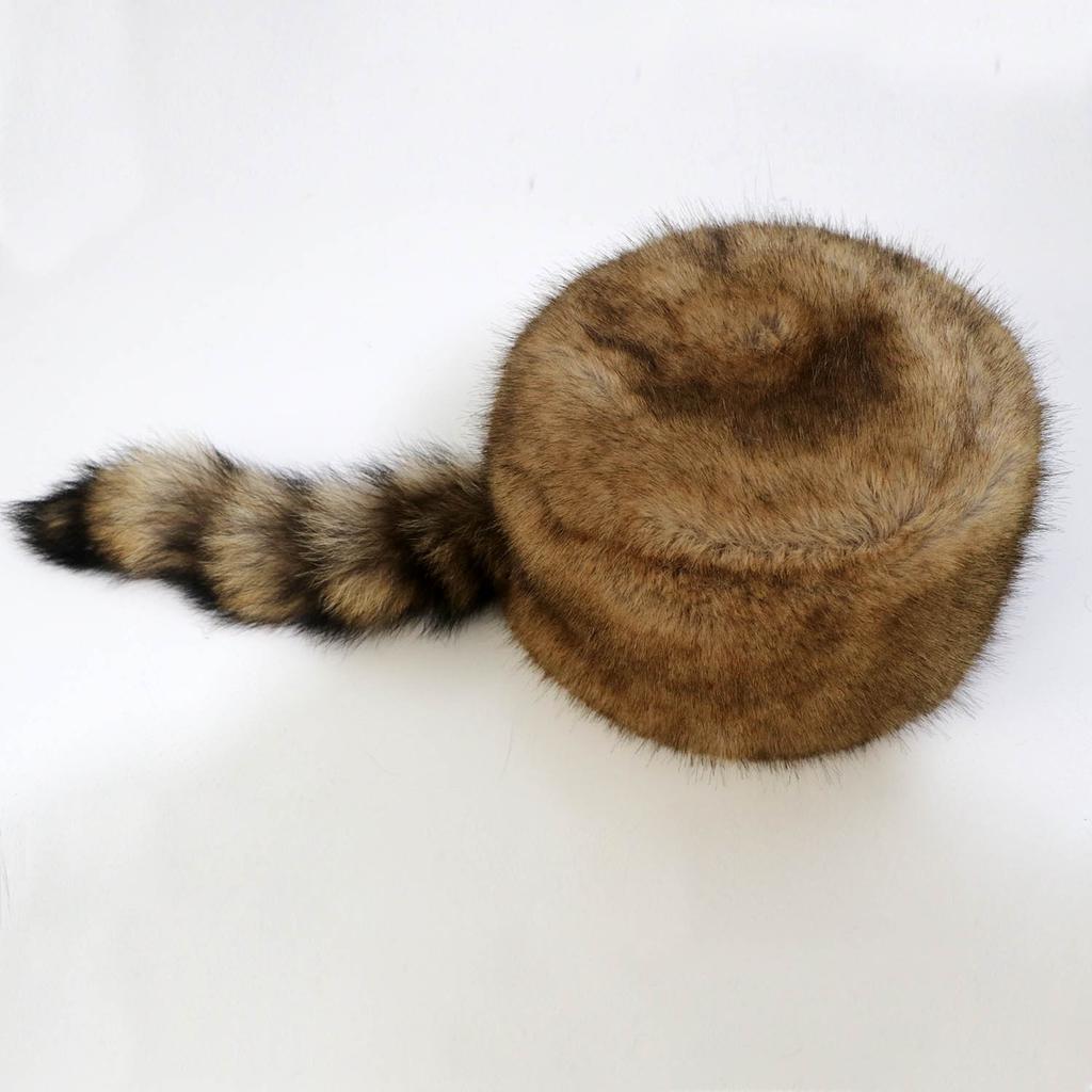 Imitation fur hat single-tailed flat-top hat autumn and winter European and American new raccoon tail fluffy warm national ear hat women