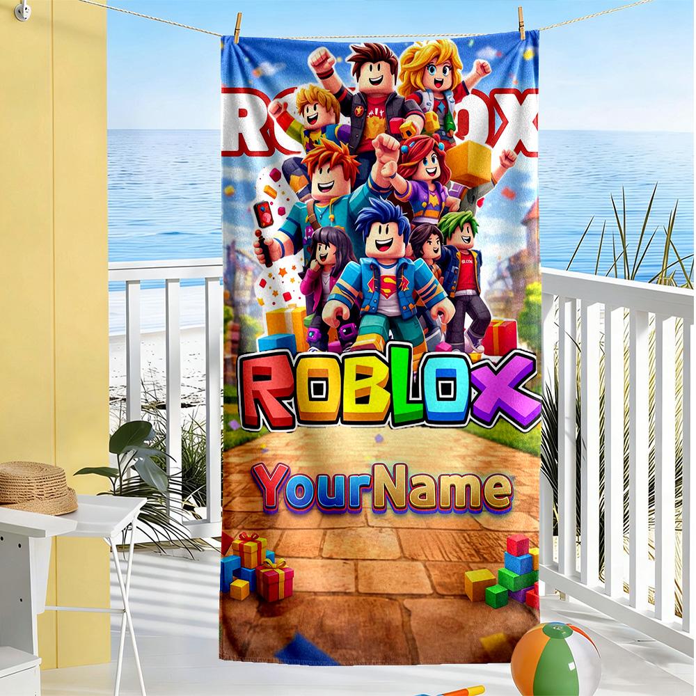 Roblox Customizable Name Beach Towel Super Soft & Absorbent Portable for SwimmingBeachCamping Travel Beach AccessoriesGym