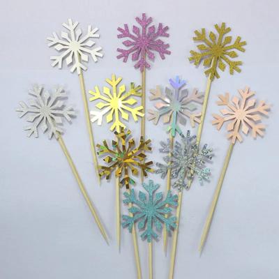 10pc/set Wholesale Snowflake Cupcake Toppers Baby Girl Frozen Birthday Party Decoration Kids Christmas Cake Supplies Accessories