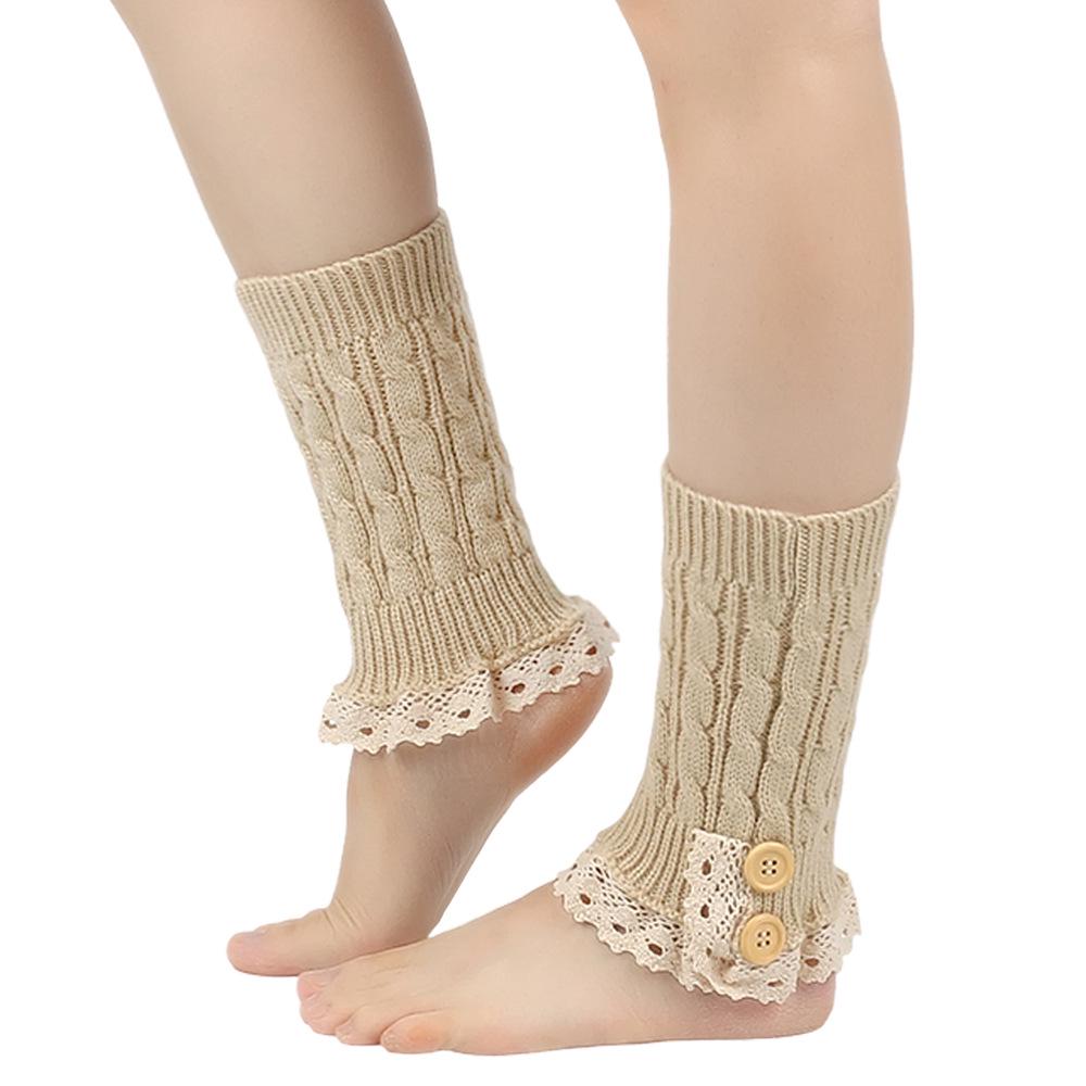 Korean Lace Trim Cable Knit Leg Warmers - Autumn & Winter Versatile Boot Covers