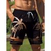 Harajuku-Style Coconut Tree Print Beach Shorts Summer Mens Palm Tree Gradient Surf Shorts Hawaiian-Inspired Cool Trunks