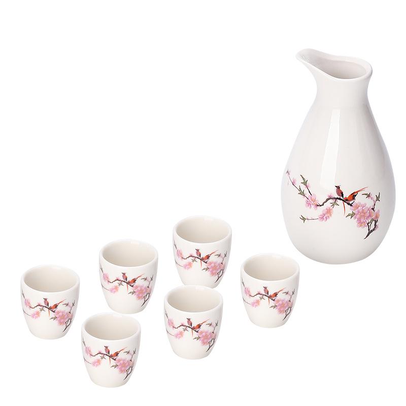 Yinjiu Ceramic Wine Set - Includes 1 Decanter and 6 Cups - Ideal for Events and Gifting