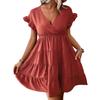 Summer Women's Dress Short Sleeve Solid Colour Dresses