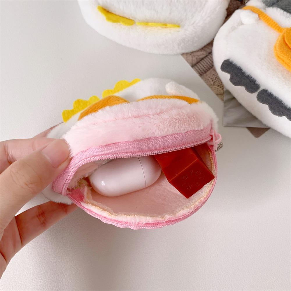 Girls' Fun Cartoon Penguin Crossbody Bag & Coin Purse – Plush Headphone Storage & Pendant Gift
