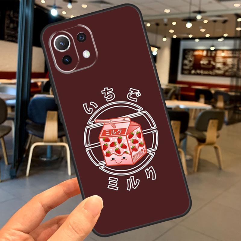 Cute Strawberry Milk Box Case For Xiaomi 14T 11T 12T 13T Pro 13 14 15 Ultra POCO X7 Pro X3 X5 X6 F5 F6 M6 Pro Coque