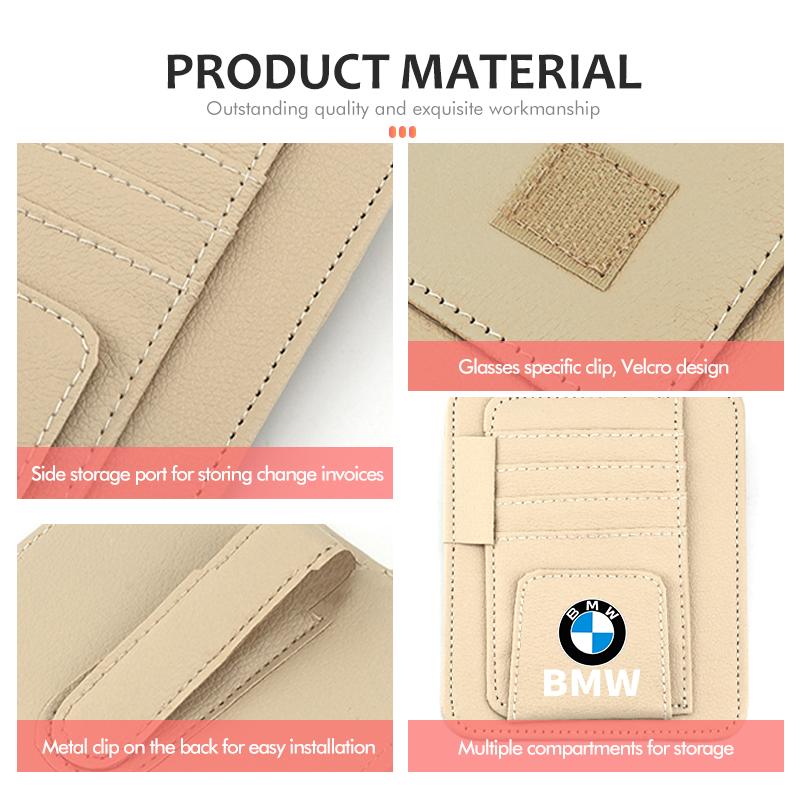 BBIF1 For BMW Multifunctional Car Sun Visor Storage Bag Credit ID Card Holder Clip G30 G20 M3 M5 E91 E92 E93 E36 E70 X3 X4 X5 X1 E39