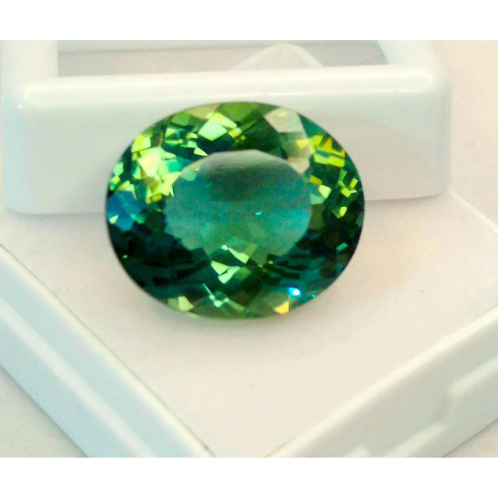 Beautiful Green Parti Sapphire Natural Oval Cut 11-13 Ct Certified Gemstone