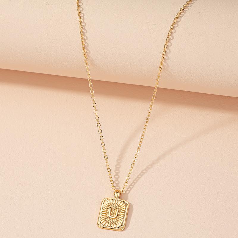 Square Brand 26 English Letter Necklace Hip-hop Necklace Ins Style Female European and American Design Sense Clavicle Chain
