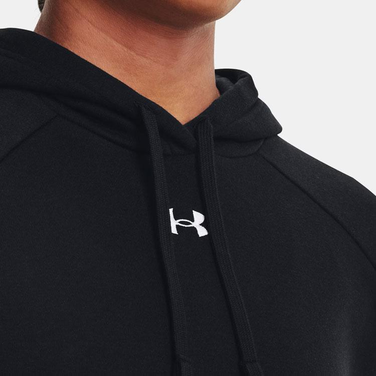 Under Armour Solid Color Logo Drawstring Hoodie Women Tops Black 1379500-001