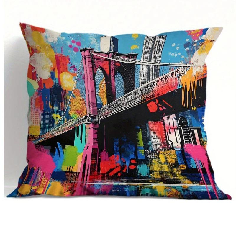 Colorful Graffiti Pattern Decorative Pillow Covers Pattern Cushion Cover Suitable For Sofa Bedroom Car Pillow Cover