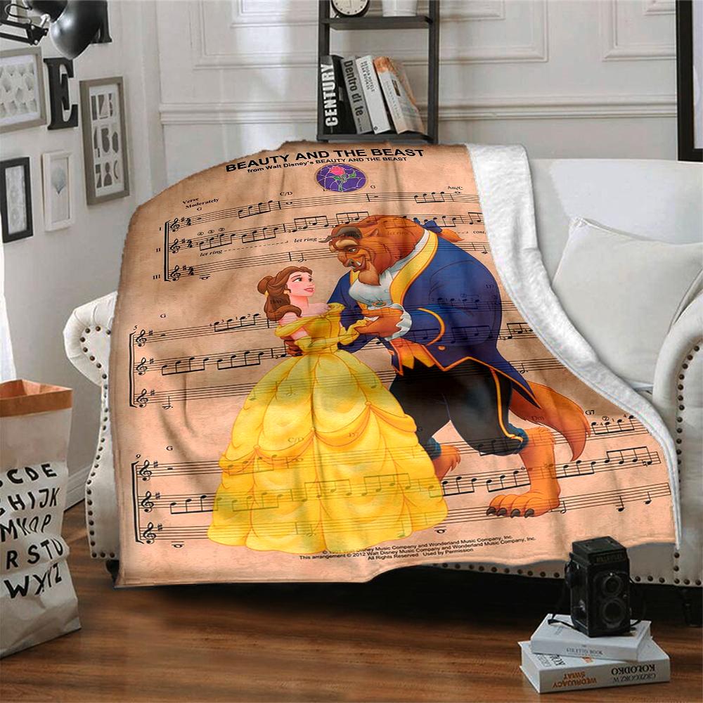 1Pc Beauty Beast Romance Blanket Soft And Comfortable Casual Warm Camping Travel Christmas Halloween Xmas Gift M928406