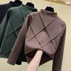 Thickened Double-sided Velvet Bottoming Shirt Women High-neck  Pullover Autumn Winter Warm Long-sleeve Plus Velvet  Base Shirt