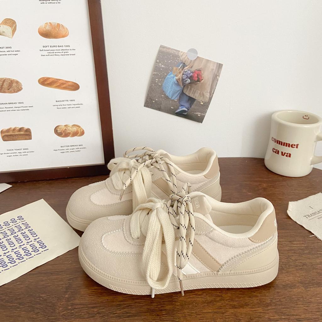 Dexun board shoes women's round head autumn new chic niche Korean version bread shoes student sports ugly cute little white shoes