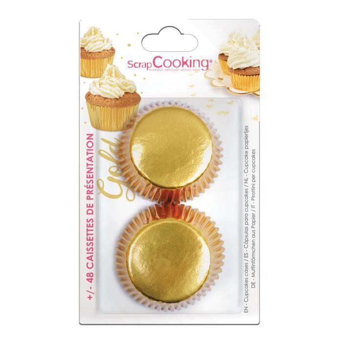 Caissettes de présentation - SCRAPCOOKING - Dorées - 48 pièces - Papier alimentaire - 5x7,5 cm