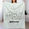 Heartstopper Gang Lineart Throw Blanket Soft Solid Color Blanket for Couch Bed