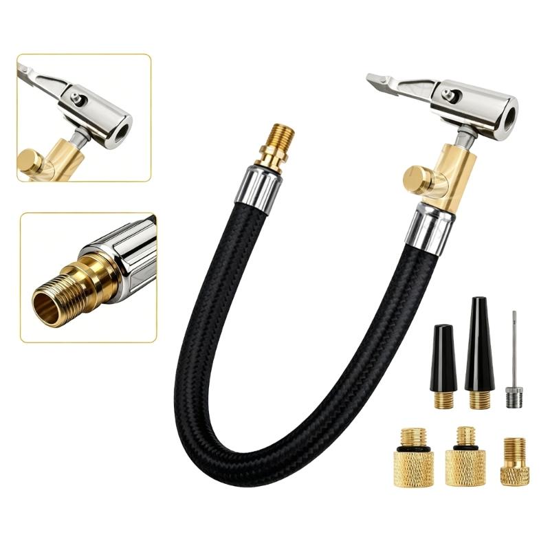 Car Tire Inflatable Pump Extension Tube Adapter Air Inflator Hose Twist Tyre Air Connection Locking Air Chuck