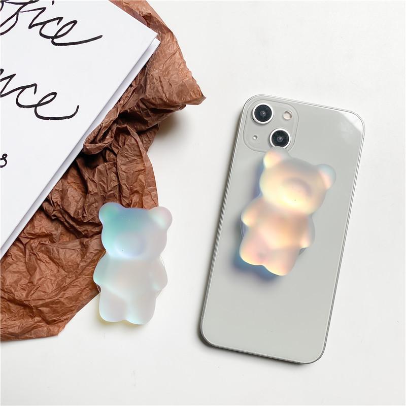 Mobile Phone Airbag Bracket Simple Three-Dimensional Bear Gradual Change Laser Matte Desktop Air Cushion Support Ring