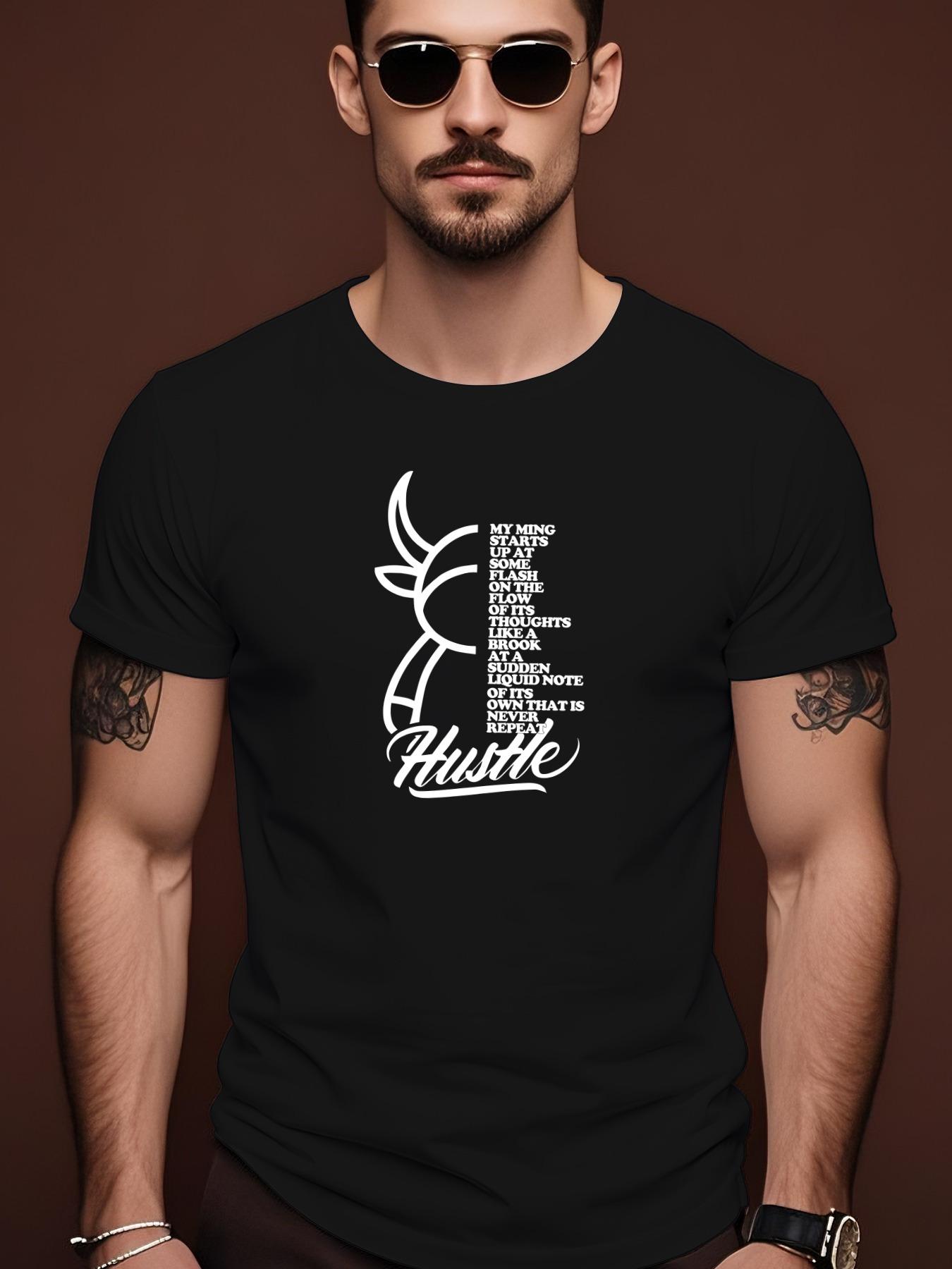 Hustle Graphic Streetwear Tshirt - Maroon Casual Summer T... S