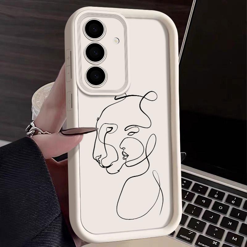 Phone Case For Samsung S26 S25 S24 S23 S21 S20 Ultra Animal Woman Girl Face Line Funda For Galaxy S25 S24 FE S26 Plus Soft Cover