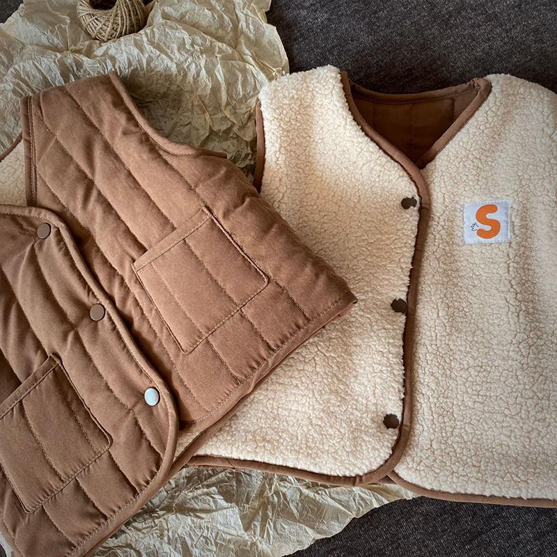 Kinder Herbst Winter Retro Warm Vielseitige Weste Jungen Mädchen Baby Doppelseitige Weste