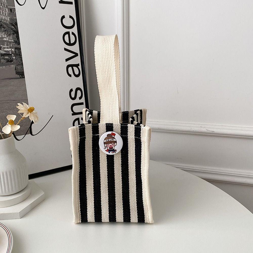 

with Short Handle Tote Bag Striped Lunch Bag Cute Hand Bags Travel чёрный
