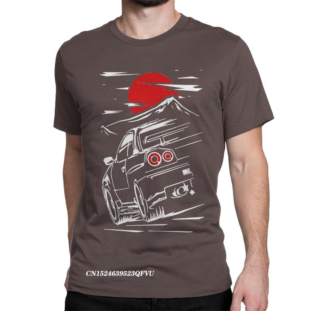 New Men T-Shirts Car Vintage Premium Cotton Tee Shirt Japanese Print Tops T Shirts Clothes