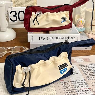 Minimalistisches Multifunktionales Canvas-Federmäppchen Tragbare Federtaschen mit großem Fassungsvermögen Aufbewahrungszubehör für Schüler-Schreibwaren