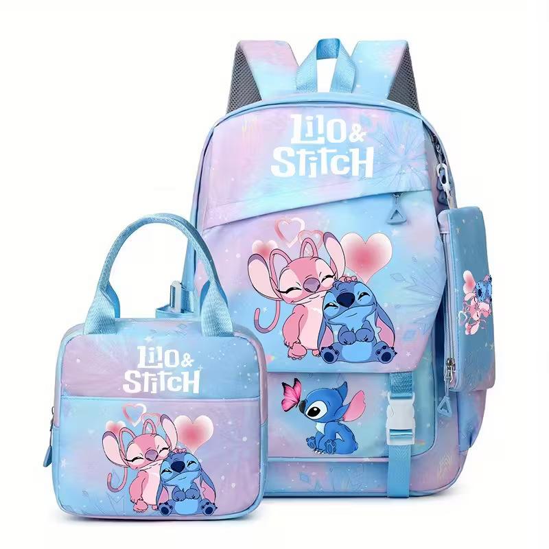 Large Capacity Schoolbag with Shoulder Strap; Student Three-piece Pencil Case Set