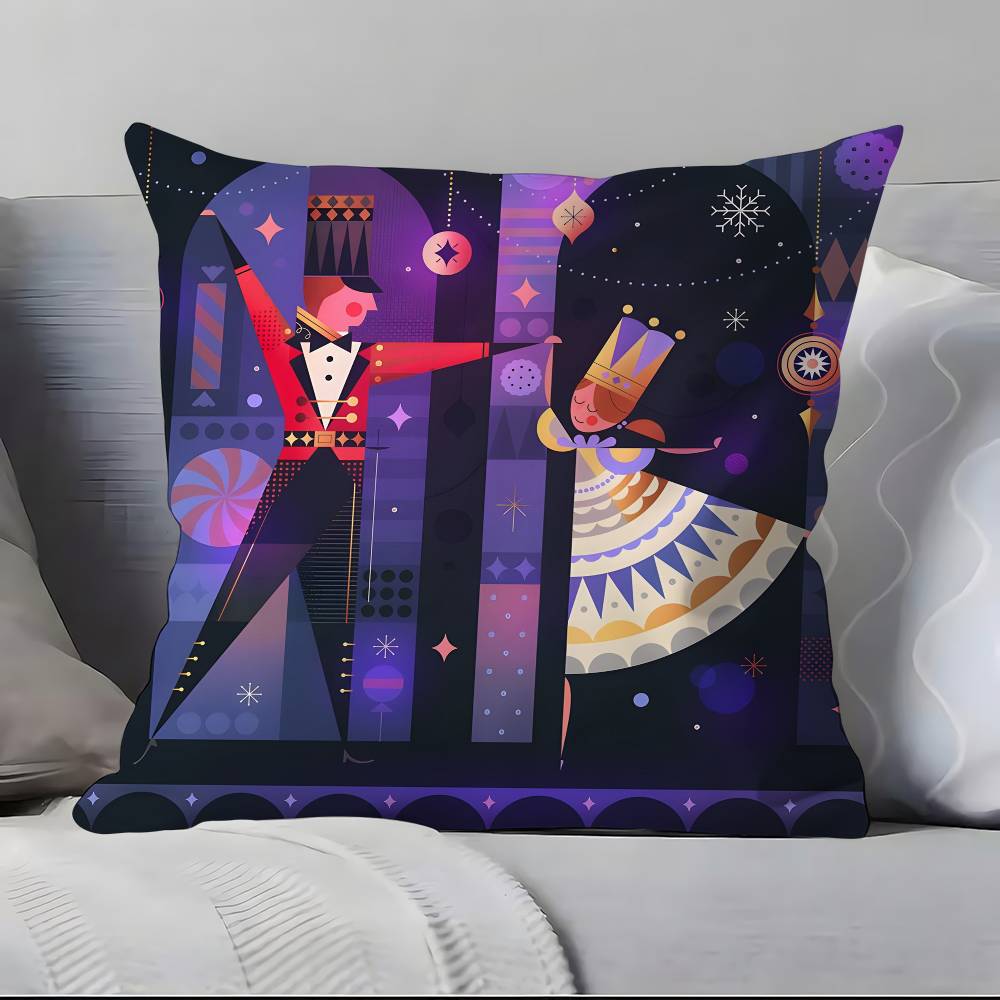 Nutcracker Soldier Christmas Pillow Case Anti-dustmite Pillowcase Invisible Zipper Silky Short Plush Sofa Cushion Cover