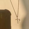Charm Full Zircon Double Cross Pendant Necklace for Women Personality Collarbone Chain Jewelry Accessories Gift