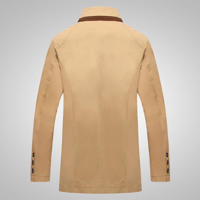 Spring and Autumn Cotton Washed Cotton Jacket Men's Medium and Long Windbreaker Business Casual Men's Jacket