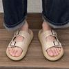 Summer One-word Sandals Soft-soled Boken Shoes Casual Beach Velcro Outer Wear Beach Shoes 371296 white-J