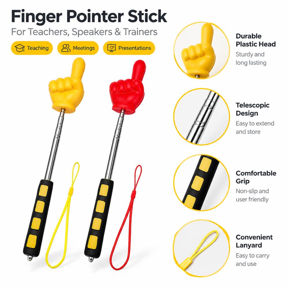 2pcs Soft Grip Handle Extendable Finger Pointer Telescopic Teacher Hand Pointer Classroom