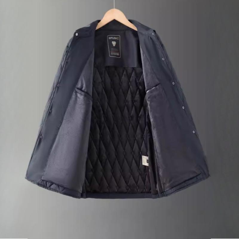 Winter Herren Warm Winddicht Revers Business Casual Parkas Mantel Mann Karierte Gepolsterte Jacke