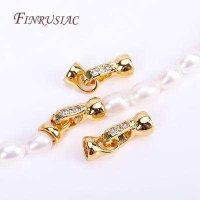 DIY Pearls Jewelry Fittings 18K Gold Plated Inlaid Zircon Lock Clasps Closure Fasteners For Beading Jewelry Making