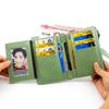 Short women's wallet, leather zipper card bag, trendy change bag.