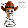 Skull Christmas Tree Topper Gothic with Cowboy Hat, Vintage Western American Wilderness Ornament Skeleton for Halloween, Spooky Top Decoration