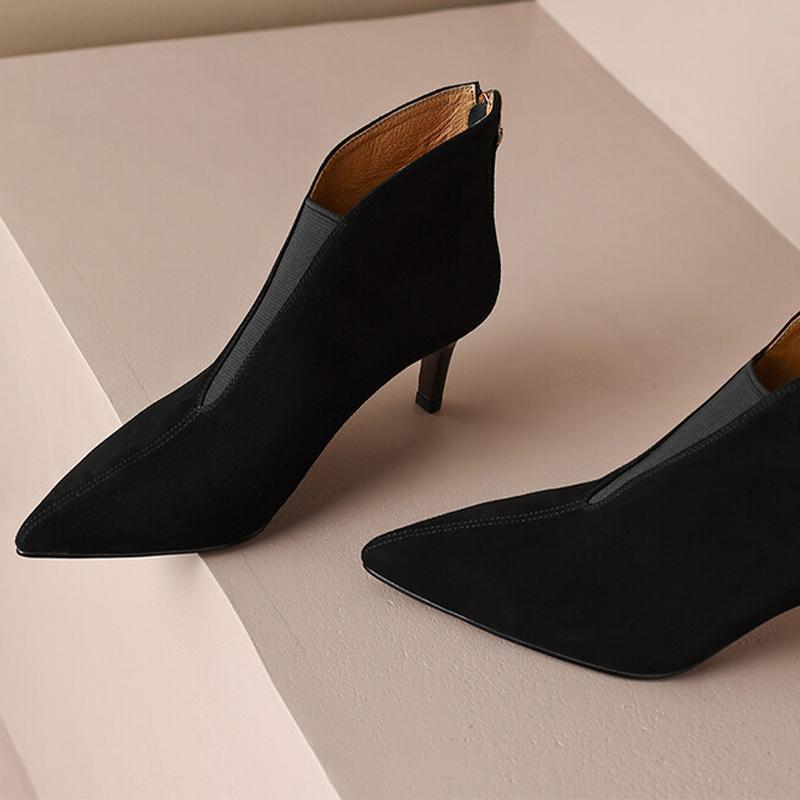 

Модные женские ботильоны на высоком каблуке, модные сексуальные туфли с острым носком для женщин, роскошные ботинки для платья 2025, зимние роскошные боты для женщин 40