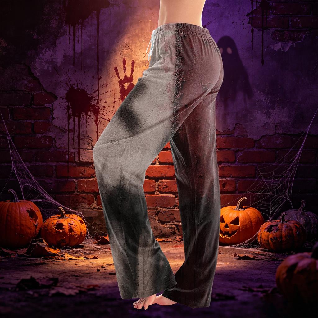 Damen Freizeithose mit Kordelzug und Halloween-Print für Feiertagspartys und den Alltag