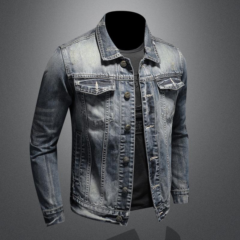 Nieuwe mode eenvoudige retro slim fit denim jas herenjack denim