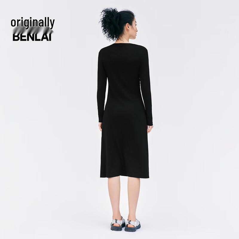 Women's Knitted Pleated Long Sleeve T-Shirt Dress